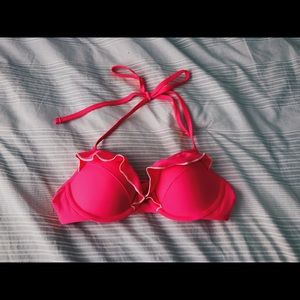Aerie Hot Pink Push-Up Bikini Top with Ruffles